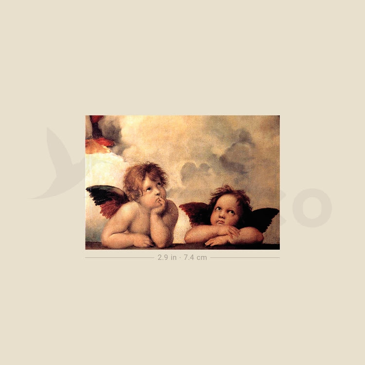 Tatuaje temporal Putti (Madonna Sixtina) de Raffaello - Juego de 3