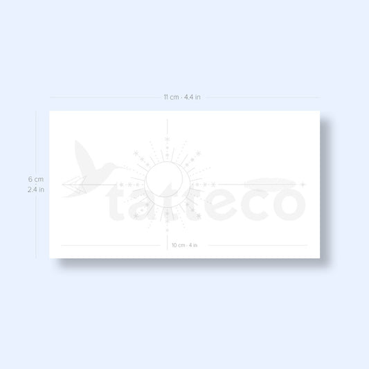 Tatuaje semipermanente de brújula y flecha ornamental (juego de 2)