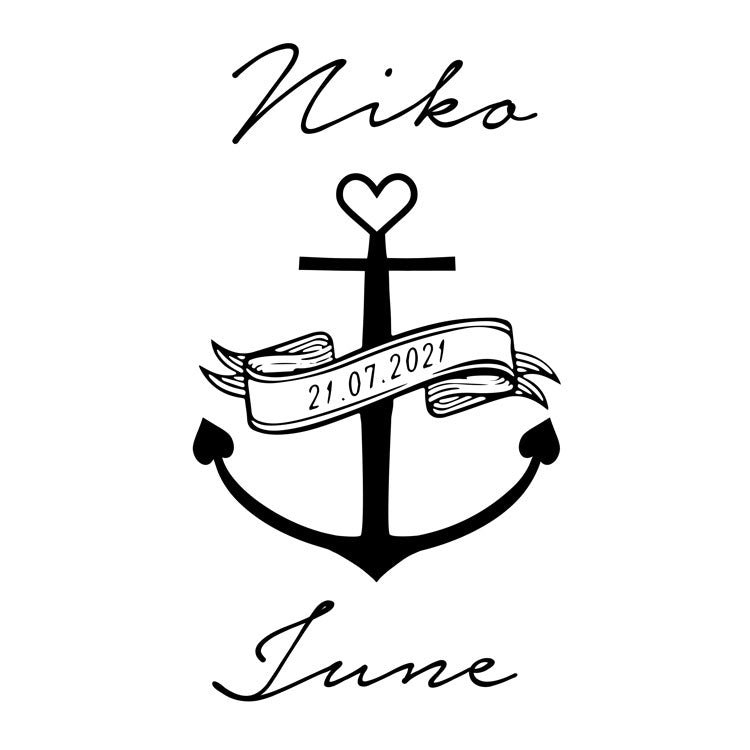 Anchored Custom Temporary Tattoo for Weddings - Set of 300