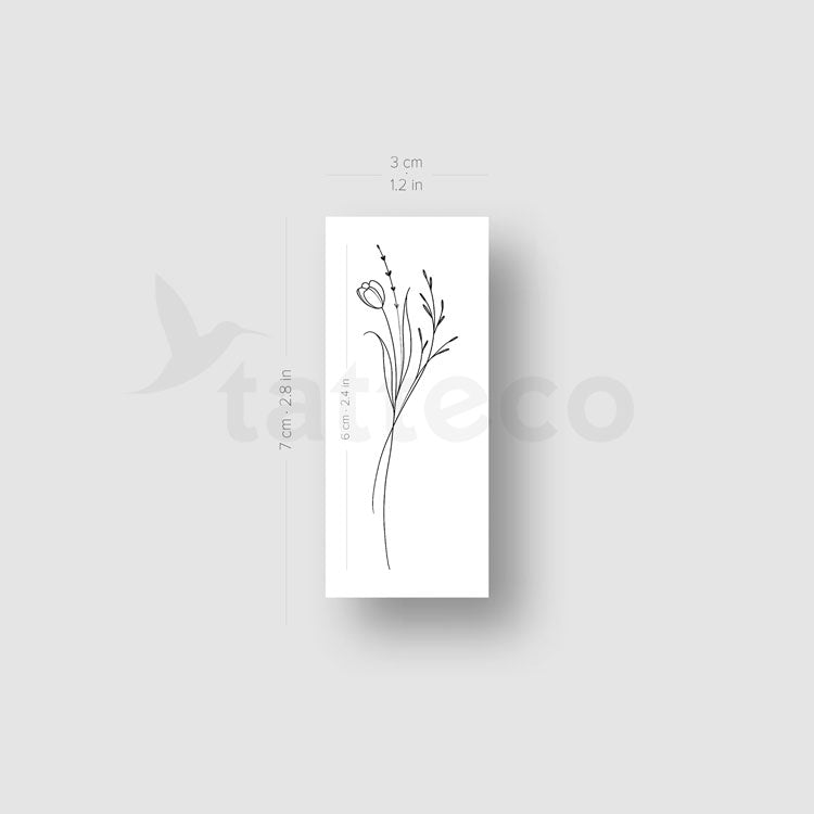 Flower Bouquet Temporary Tattoo by Harmlessberry - Set of 3