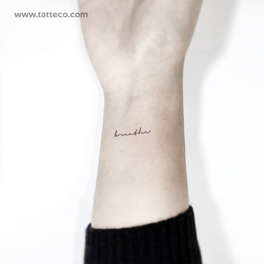 Handwritten Font Breathe Temporary Tattoo - Set of 3