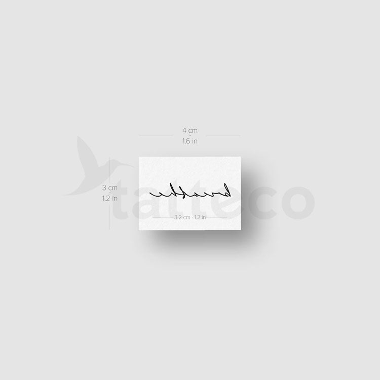 Handwritten Font Breathe Temporary Tattoo - Set of 3