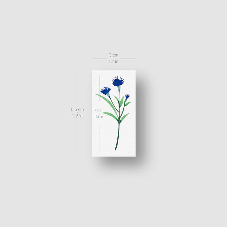 Cornflower Temporary Tattoo by Zihee - Set of 3