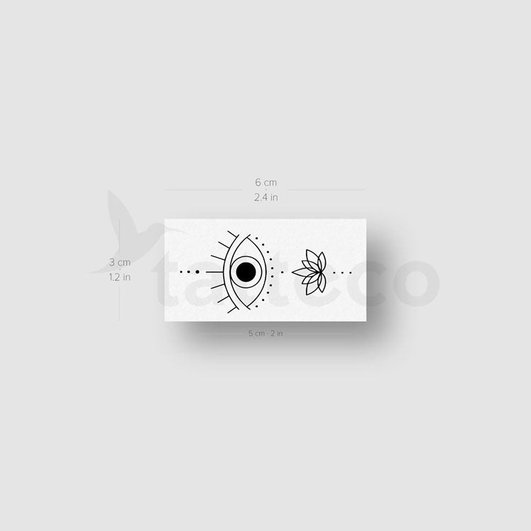 Tatuaje temporal de ojo y loto de 1991.ink - Juego de 3