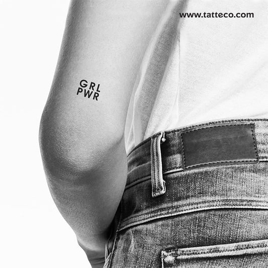 Tatuaje temporal minimalista GRL PWR - Juego de 3