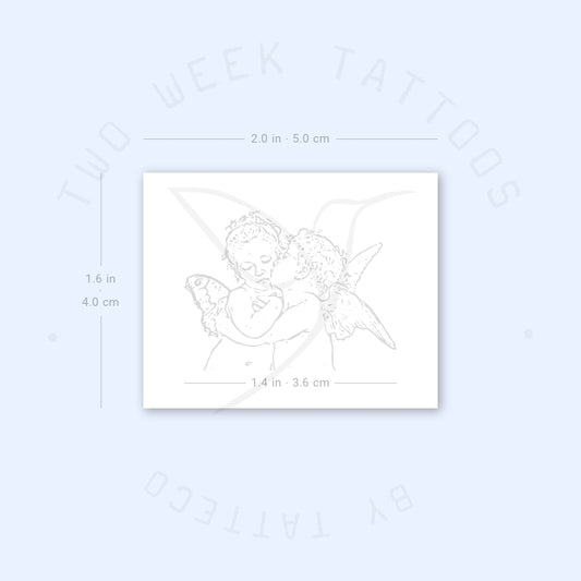 Tatuaje semipermanente de primer beso con arte lineal (juego de 2)