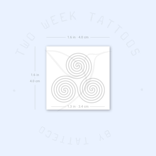 Triskelion - Triple Spiral Symbol Semi-Permanent Tattoo - Set of 2
