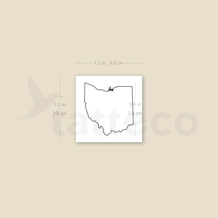 Tatuaje temporal del mapa de Ohio (juego de 3)