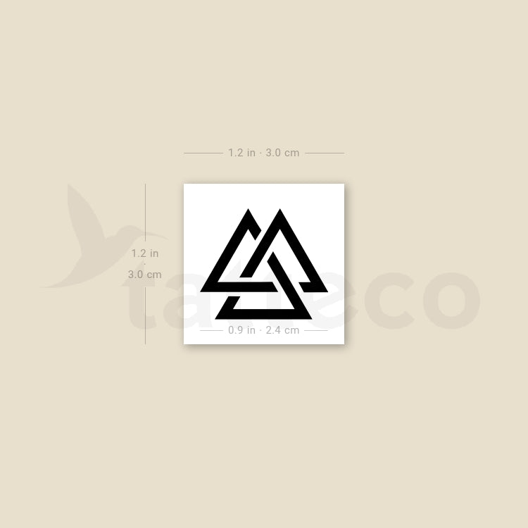 Unicursal Valknut Temporary Tattoo - Set of 3