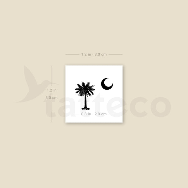 South Carolina Palm Tree And Crescent Temporary Tattoo - Set of 3