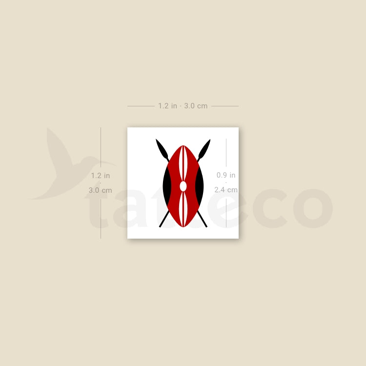 Massai Shield Temporary Tattoo - Set of 3