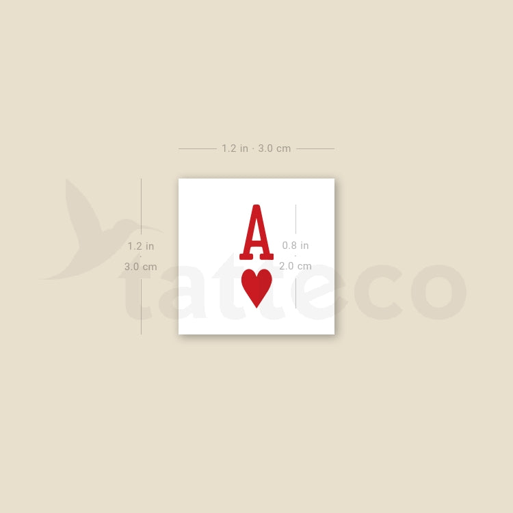 Ace Of Hearts Temporary Tattoo - Set of 3