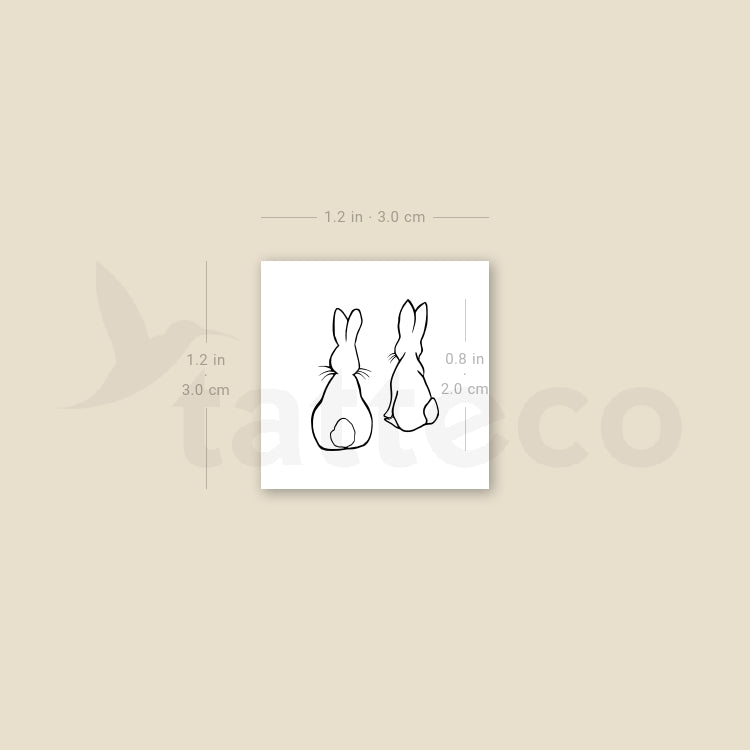 Rabbit Couple Temporary Tattoo - Set of 3