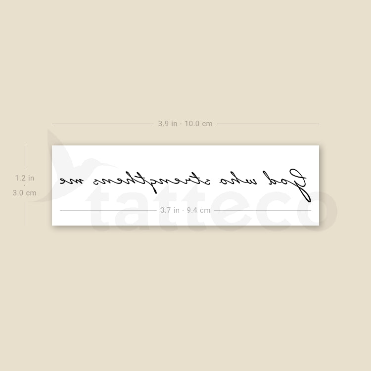 Tatuaje temporal "Dios que me fortalece" - Juego de 3