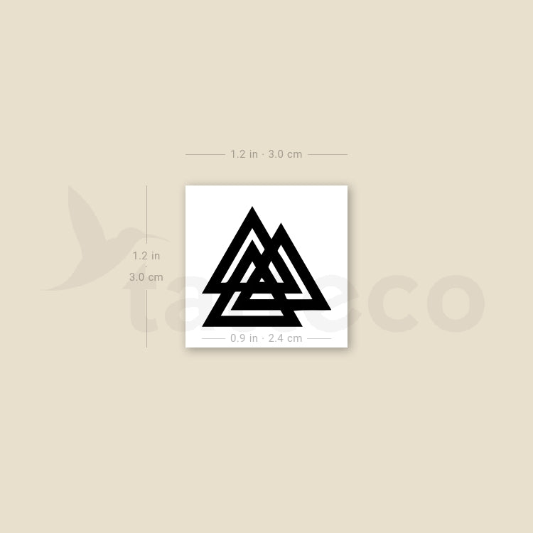 Tatuaje temporal de Valknut tricursal - Juego de 3