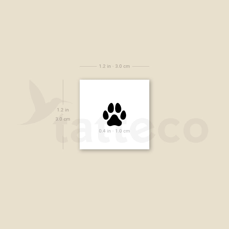 Small Dog Paw Temporary Tattoo - Set of 3