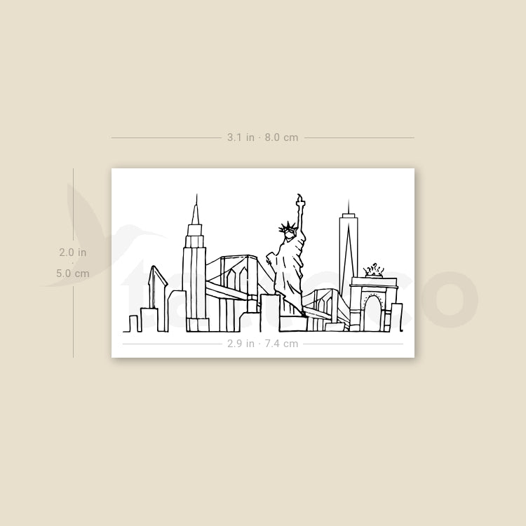 NYC Skyline Temporary Tattoo - Set of 3