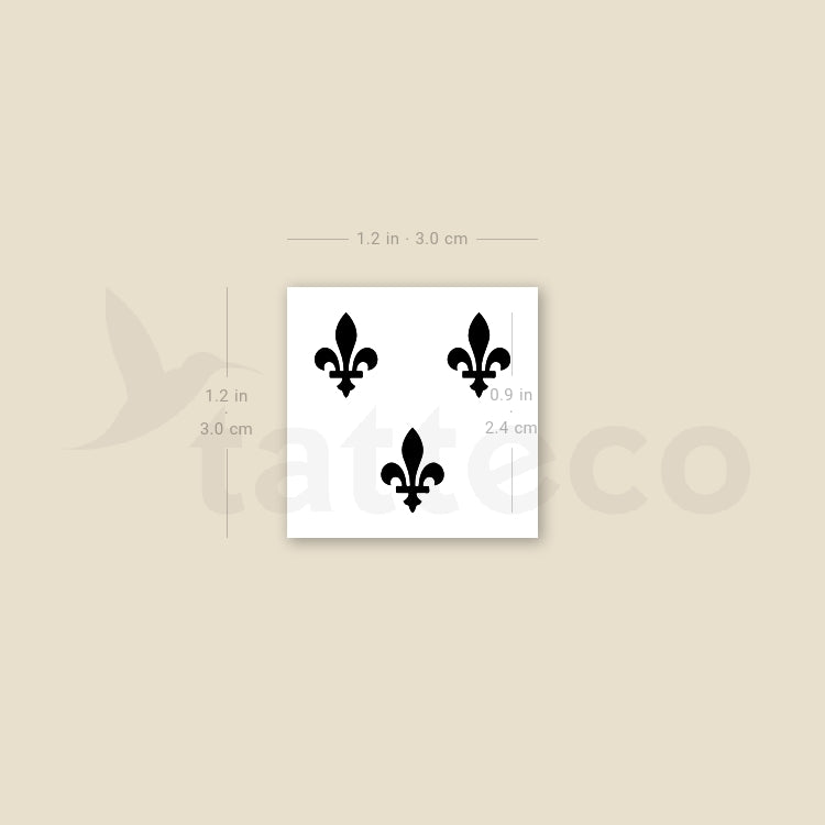 New Orleans Fleur-de-lis Temporary Tattoo - Set of 3
