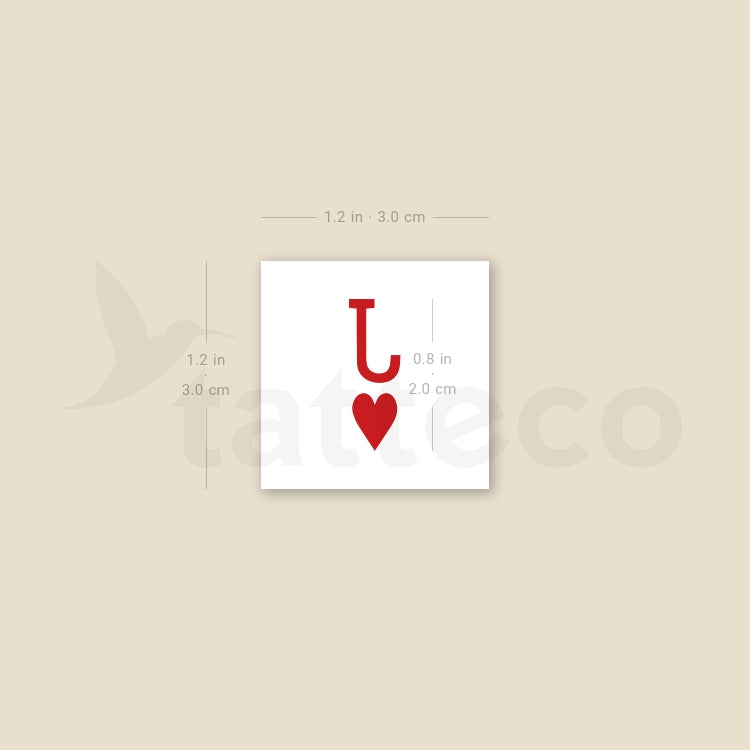 Tatuaje temporal de jota de corazones - Juego de 3