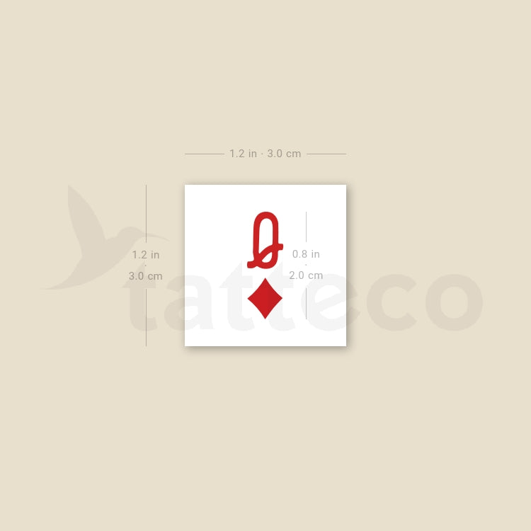 Queen Of Diamonds Temporary Tattoo - Set of 3