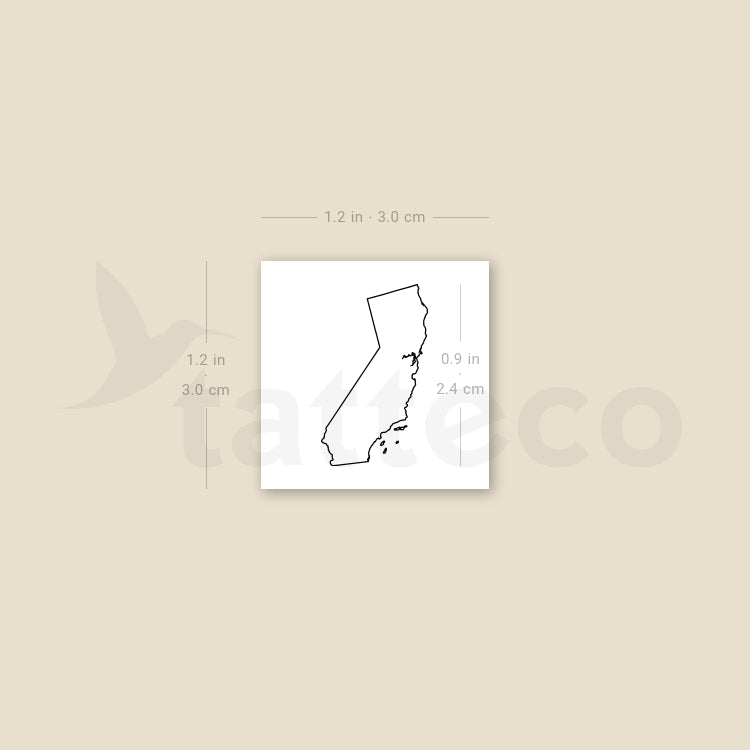 California Map Outline Temporary Tattoo - Set of 3