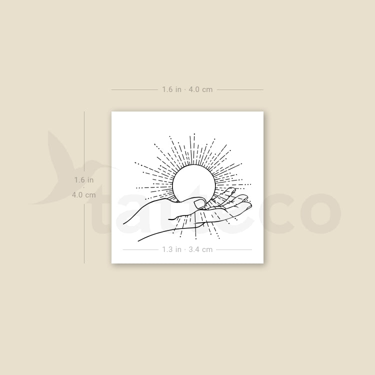 Sun Holding Hand Temporary Tattoo - Set of 3