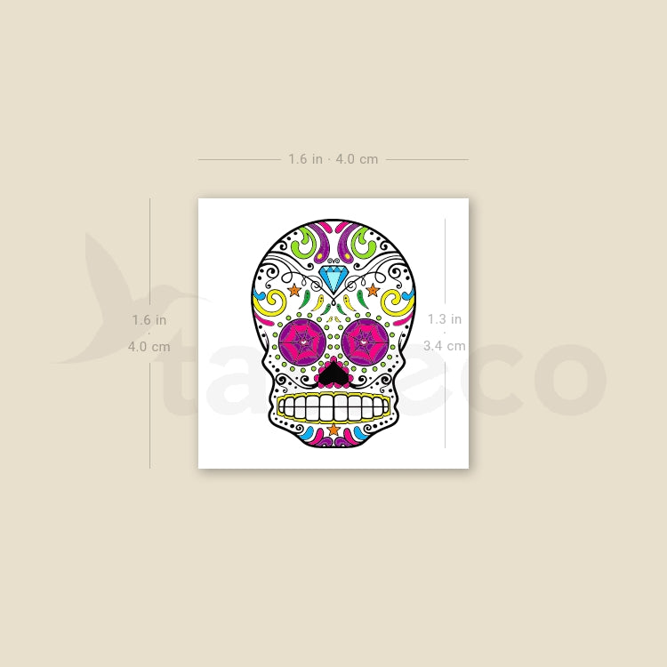 Tatuaje temporal de calavera de azúcar - Juego de 3