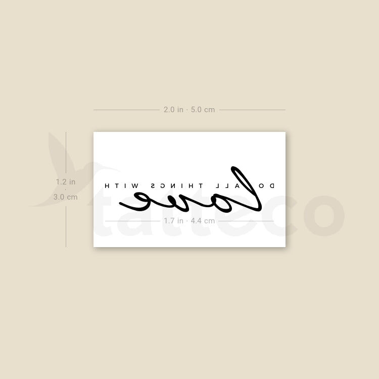 Do All Things With Love Temporary Tattoo - Set of 3