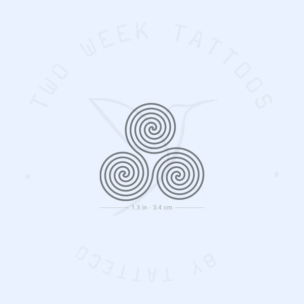 Triskelion - Triple Spiral Symbol Semi-Permanent Tattoo - Set of 2