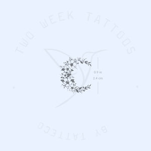 Small Flower Moon Crescent Semi-Permanent Tattoo - Set of 2