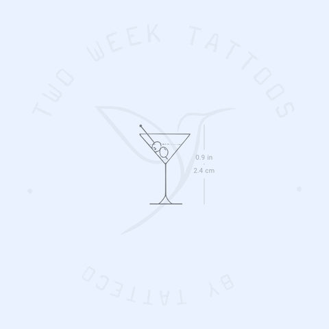 Martini Cocktail Semi-Permanent Tattoo - Set of 2