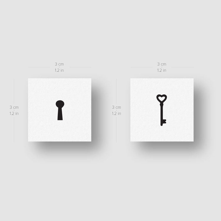 Key and Keyhole Temporary Tattoos for Weddings - Set of 50+50