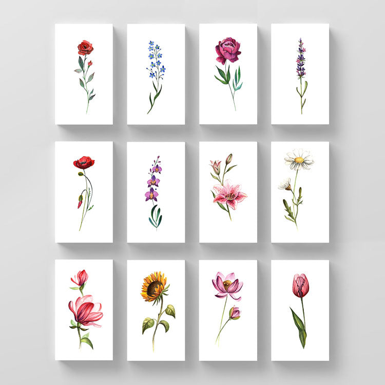 Watercolor Flower Temporary Tattoo Set by Lena Fedchenko