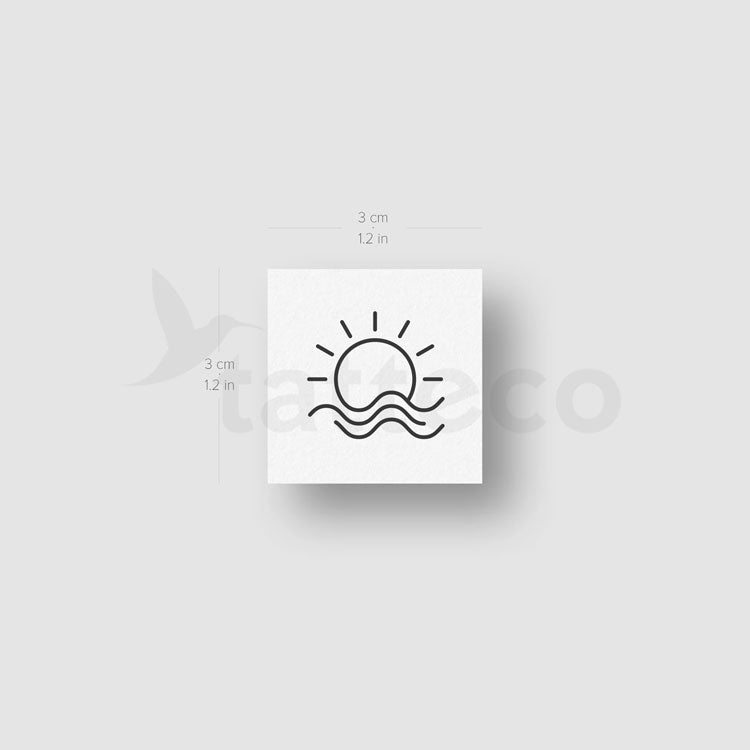 Minimalist Sea Sunset Temporary Tattoo - Set of 3