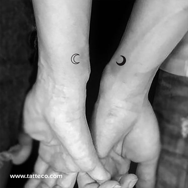 Matching Crescent Moon Temporary Tattoos - Set of 3+3