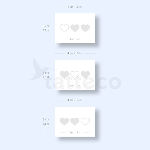 Matching Hearts Semi-permanent Tattoos - Set of 3x2