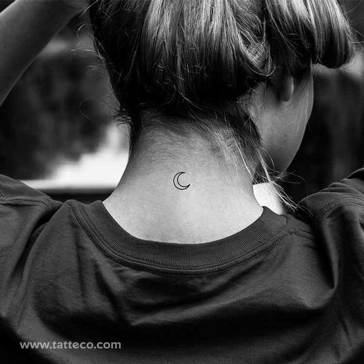 crescent moon nape of neck tattoo