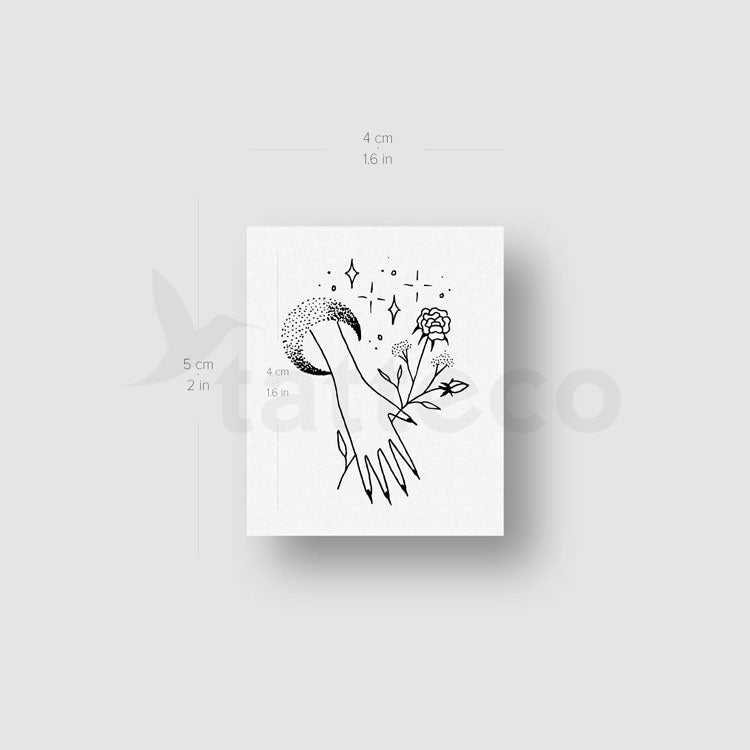 Moon Hand Temporary Tattoo by Tukoi - Set of 3