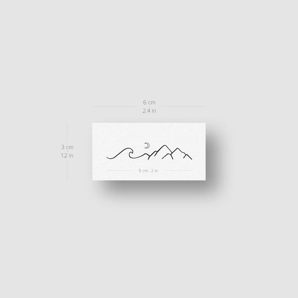 Mountain and Wave Temporary Tattoo - Set of 3