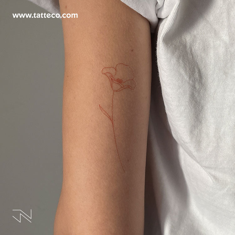 Tatuaje temporal "Amapola roja" de Jakenowicz - Juego de 3