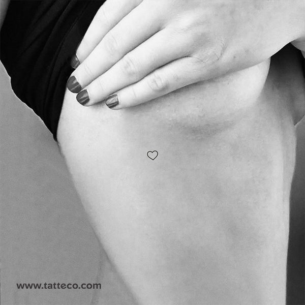 Small Minimalist Heart Outline Temporary Tattoo - Set of 3