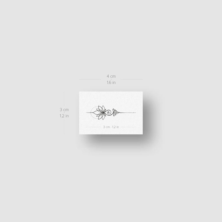 Small Unalome Lotus Temporary Tattoo - Set of 3