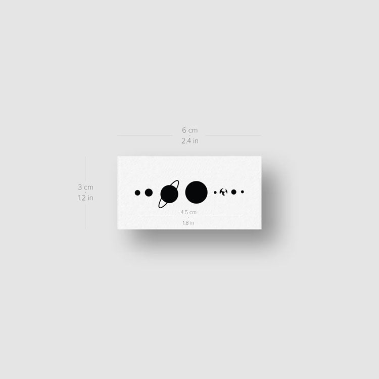 Minimalist Solar System Temporary Tattoo - Set of 3