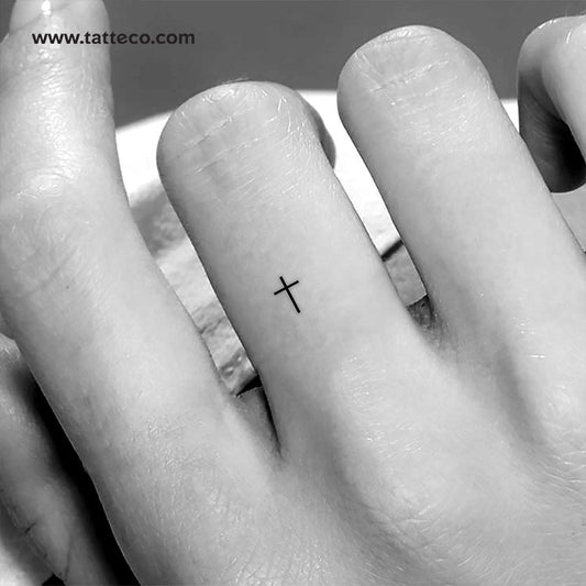 Tiny Minimalist Cross Temporary Tattoo - Set of 3