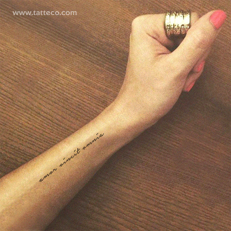 Amor Vincit Omnia Temporary Tattoo - Set of 3
