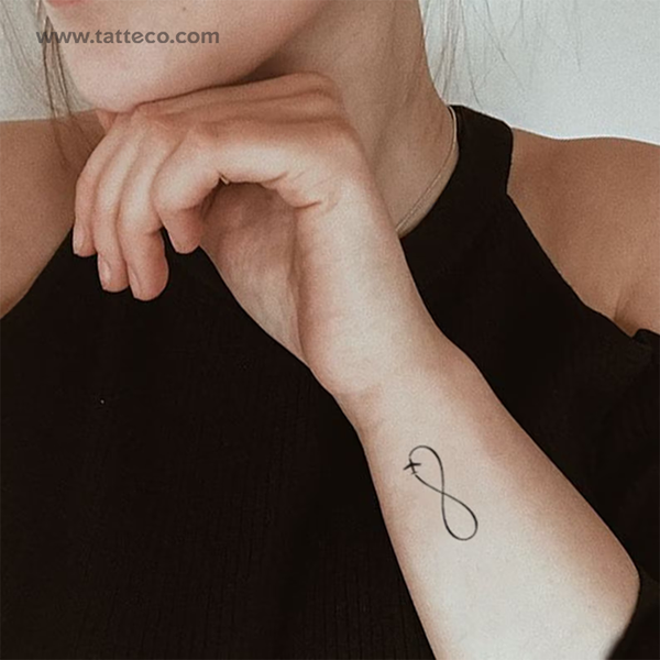 Airplane + Infinity Symbol Temporary Tattoo - Set of 3