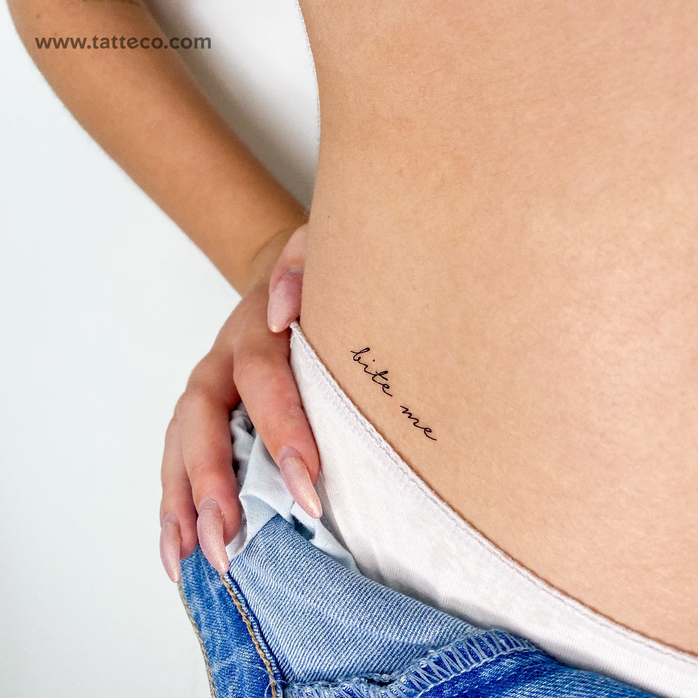 Bite Me (Black) Temporary Tattoo - Set of 3, image size:1000x1000