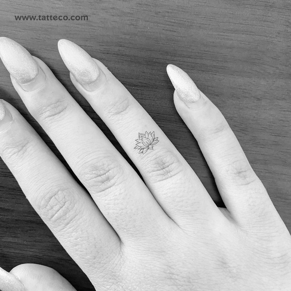 Tiny Sacred Lotus Temporary Tattoo - Set of 3