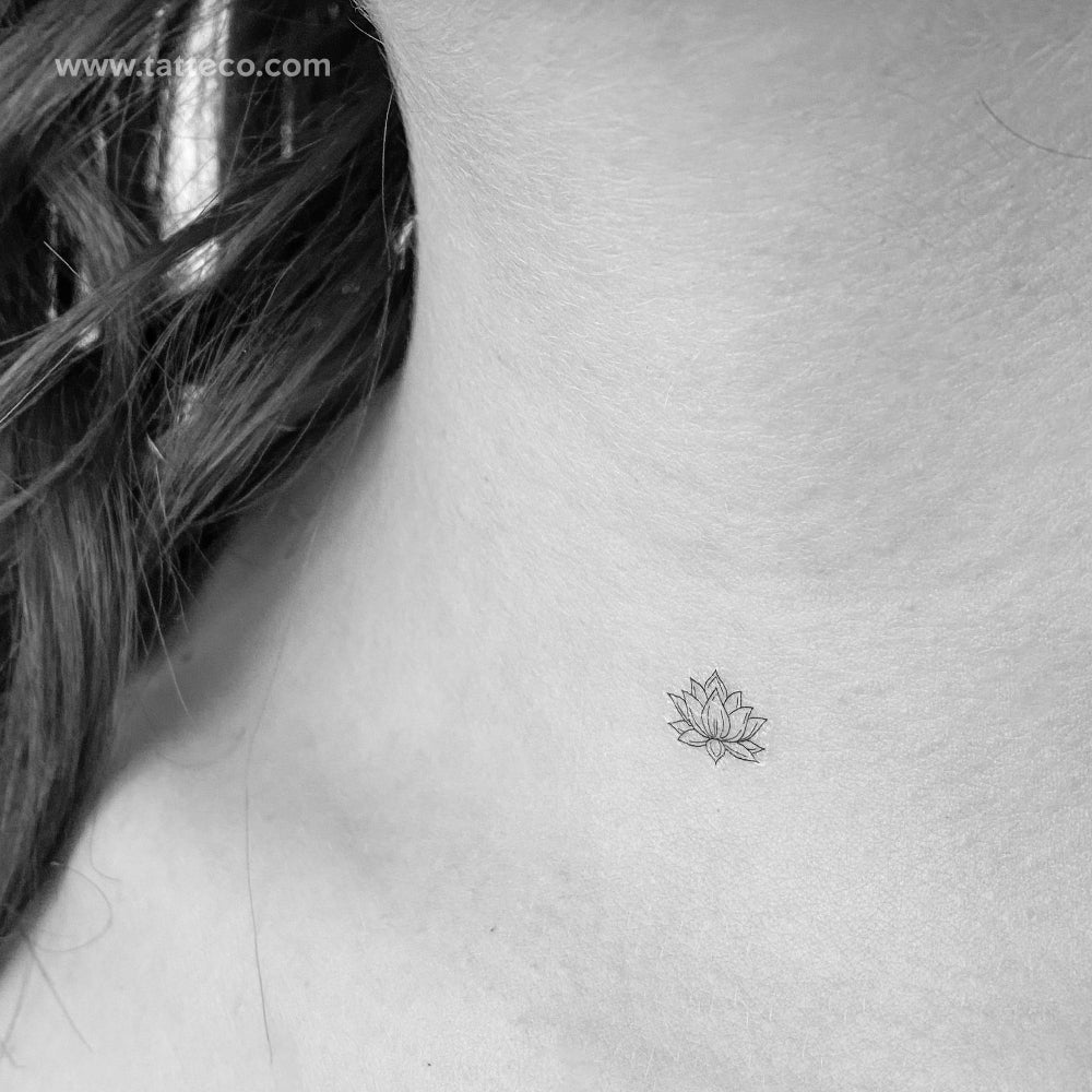 Tiny Sacred Lotus Temporary Tattoo - Set of 3