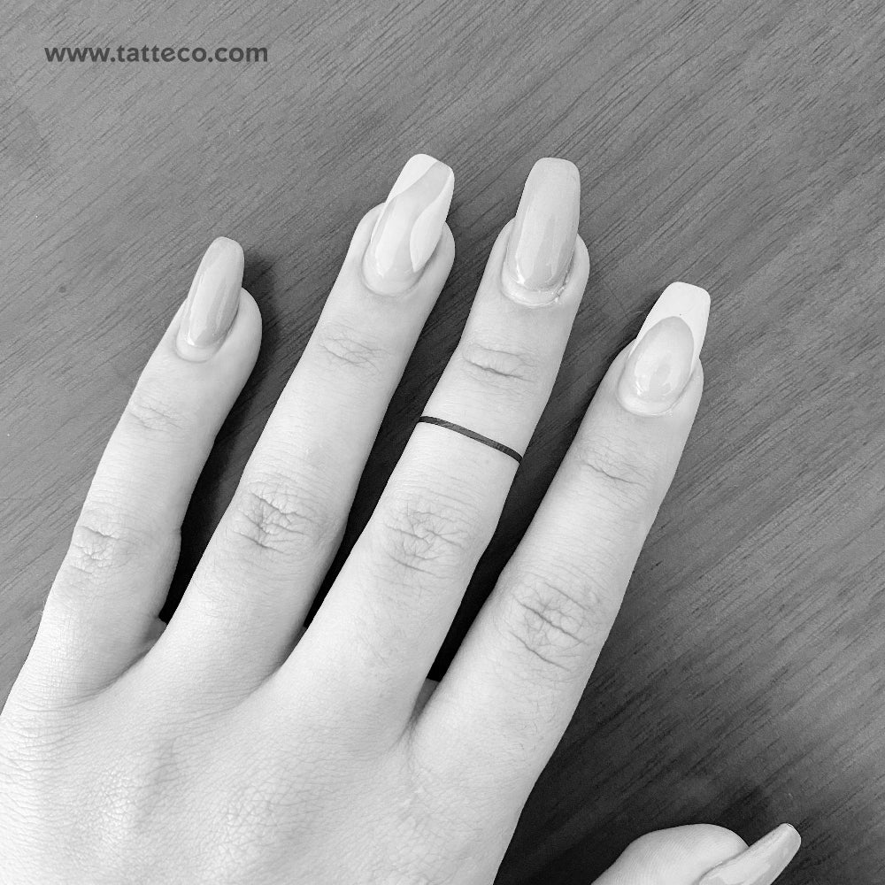 Tatuaje temporal de línea de anillo - Juego de 3